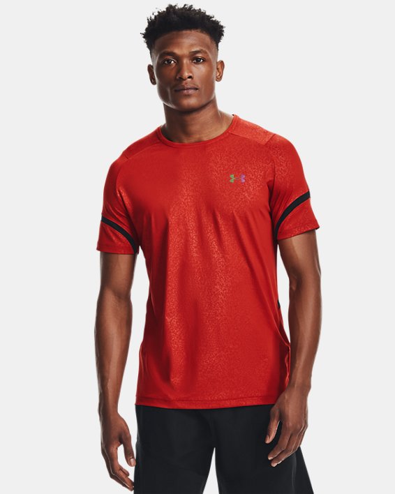 男士UA RUSH™ HeatGear® 2.0 Emboss短袖T恤, Orange, pdpMainDesktop image number 0